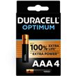 Pack de 4 piles alcalines Duracell Optimum AAA 1,5 V LR03 Noir