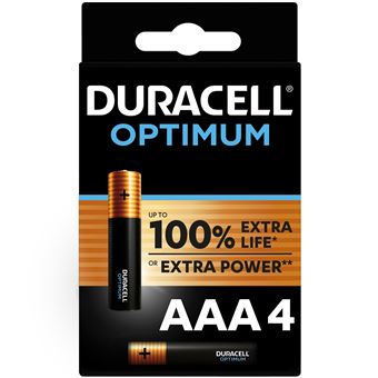 Duracell Set van 4 batterijen Optimum AAA 1,5V LR03 Alkaline Zwart - 1