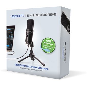 Pack Zoom ZUM-2PMP Microphone USB pour Podcast et streaming + Casque + Trépied + câble Noir