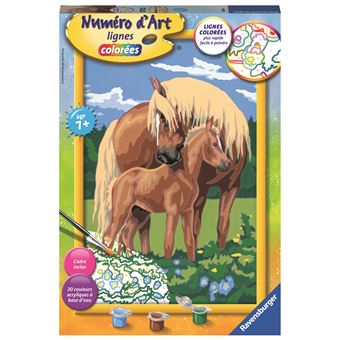 Kit créatif Ravensburger Grand Format Numéro d'art Fiers Chevaux - 1