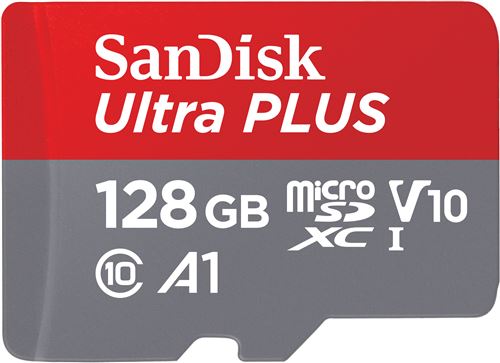 carte-memoire-micro-sd-sandisk-ultra-plus-micro-sdxc-128-go-gris-et-rouge-adaptateur-sd-150-mb-s-a1-class-10-uhs-i-sdsqubc128g