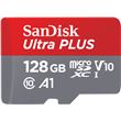 Carte mémoire micro SD SanDisk Ultra Plus micro SDXC 128 Go Gris et Rouge + Adaptateur SD 150 MB/s A1 Class 10 UHS-I