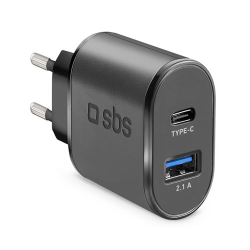 Chargeur secteur 10W Chargeur 1xUSB-C + 1xUSB-A Fast Charge