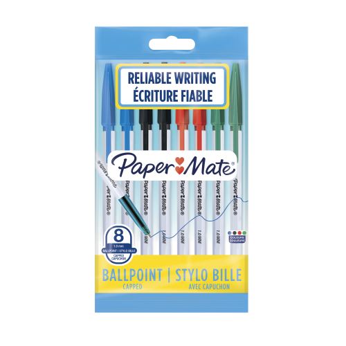 Lot De 8 Stylos À Bille Pointes Fines Papermate Couleurs Assorties
