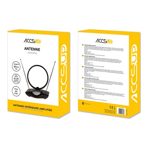 Antenne TV Intérieure/extérieure Amplifiée Fasizi - Portée 270 Km, Support 4K Full HD, Avec Amplificateur Et Interrupteur