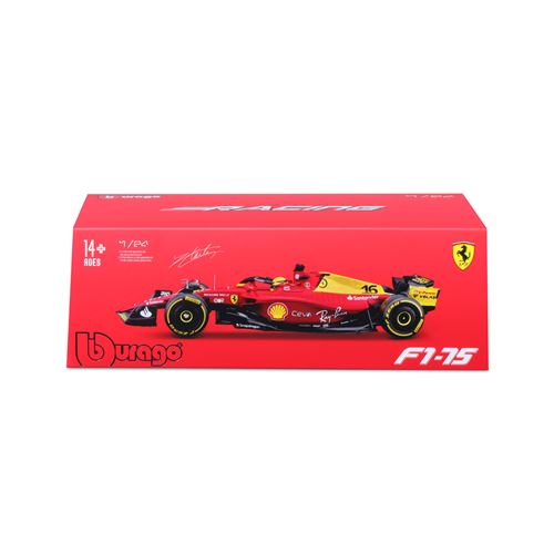 Voiture Bburago Ferrari F1 et figurine avec casque Charles Leclerc GP Monza 75th Anniversaire - Bburago