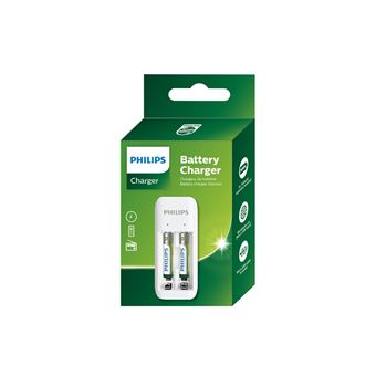 Pack Philips Chargeur de piles blanc + 2 piles rechargeable AAA LR03 700 mAh - 1
