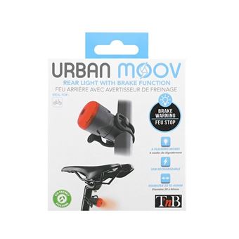 Feu arrière avec avertisseur de freinage T'n'B Urban Moov Noir et Rouge