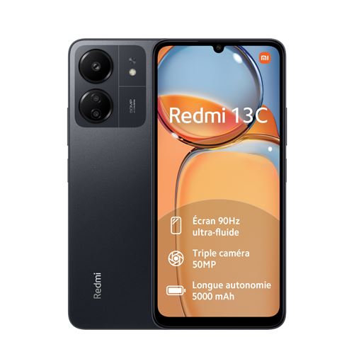 Smartphone Xiaomi Redmi 13C 6,74"" Double nano SIM 256 Go Noir État correct - Xiaomi reconditionné disponible sur Fnac