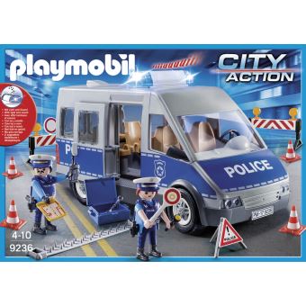 Fourgon de police avec matériel de barrage routier Playmobil 9236 - Police  Playmobil