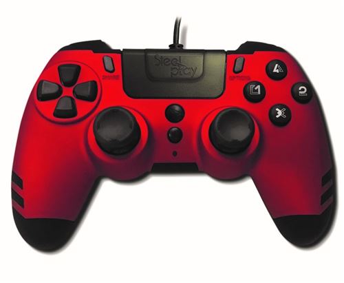 Manette PS4 filaire Steelplay MetalTech Rouge
