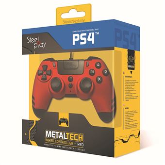 Steelplay MetalTech - Manette de jeu - filaire - Rouge rubis - pour PC, Sony PlayStation 3, Sony PlayStation 4