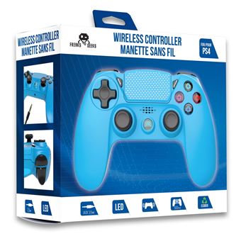 Manette Sans Fil Flashy Blue pour PS4 Avec Prise Jack pour casque et boutons lumineux