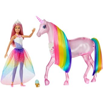 Playset Poupée Barbie Dreamtopia et Licorne Rose Lumières Magiques