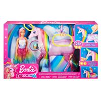 Playset Poupée Barbie Dreamtopia et Licorne Rose Lumières Magiques