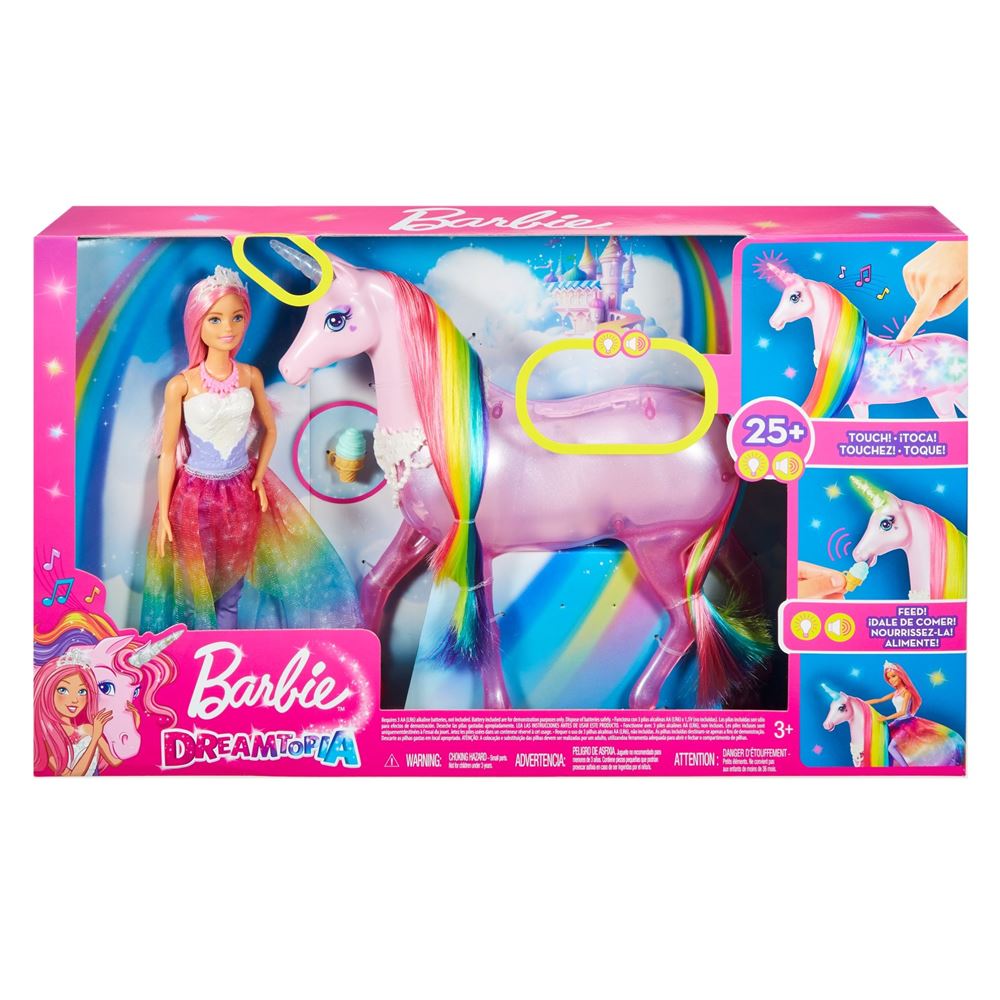 Speelset Barbie Dreamtopia Pop en Pink Unicorn Magic Lights - Pop - Fnac.be