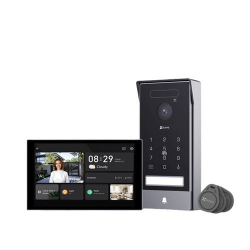 Ezviz Noir Visiophone Connecté Hp7 Pro 4K Et Gris + 3 Badges Rfid