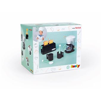 Smoby Tefal Set De Desayuno Infantil – Tostadora Y Cafetera Con Funciones Mecánicas, Incluye 2 Tazas Y Cucharas – Juguete De Imitación Para Niños De 3 Años+