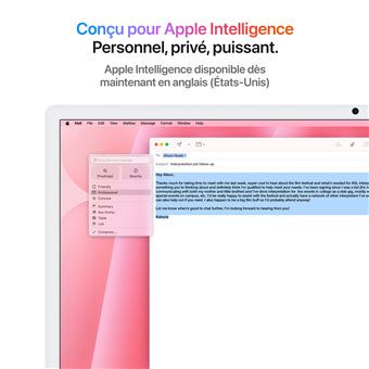 Apple iMac 24" écran retina 4,5K 256Go SSD 16 Go RAM Puce M4 CPU 8 cœurs GPU 8 cœurs Rose