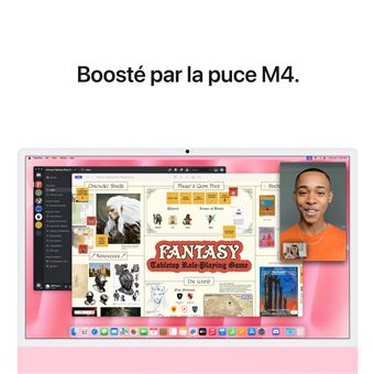 Apple iMac 24" écran retina 4,5K 256Go SSD 16 Go RAM Puce M4 CPU 8 cœurs GPU 8 cœurs Rose