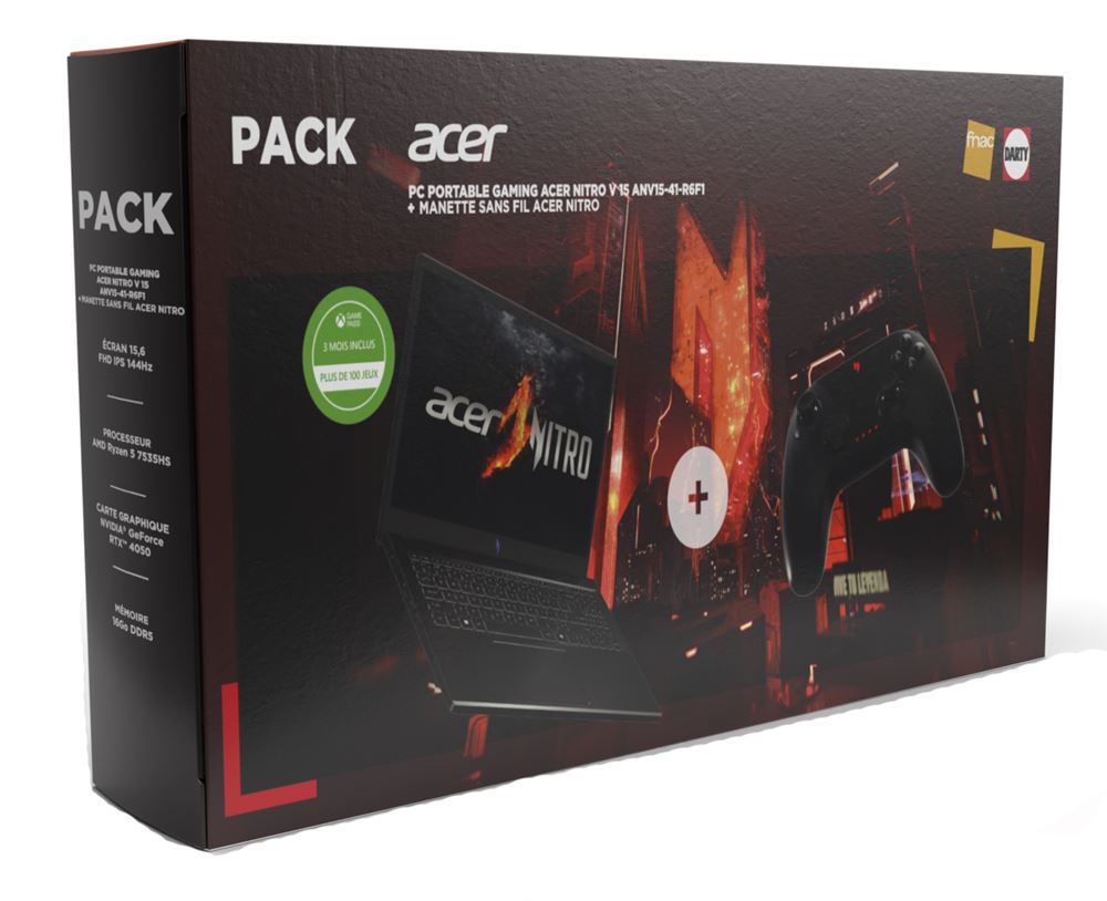 Laptop Gaming Acer Nitro V15 ANV15-41-R6TB cu procesor AMD Ryzen™ 5 7535HS pana la 4.55GHz, 15.6