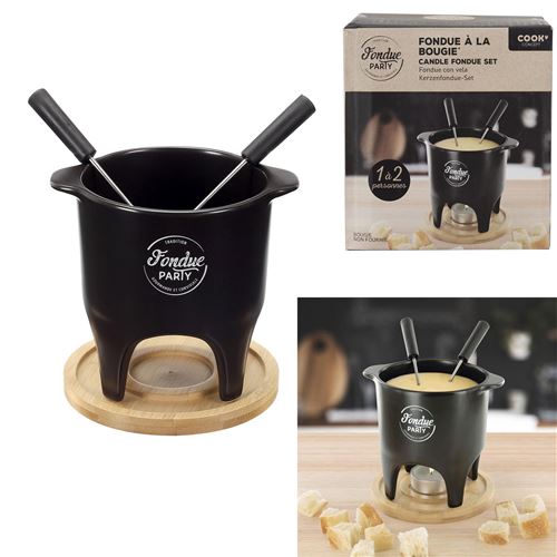 Service à fondue à la bougie duo Cook Concept KC2488 Noir et Beige