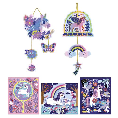 Janod Multicolore Jeu Créatif Scratch Art Irisé Licornes