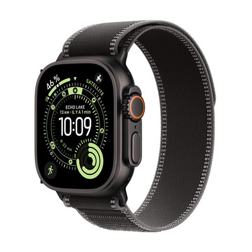 Apple Watch Ultra 3 GPS + Cellular 49mm Boitier en Titane Noir avec Boucle Trail noir/charbon M/L