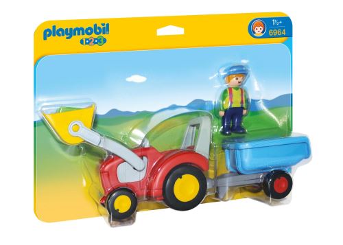 PLAYMOBIL 1,2,3, 6964 BOER MET TRACTOR / FERMIER TRACTEUR