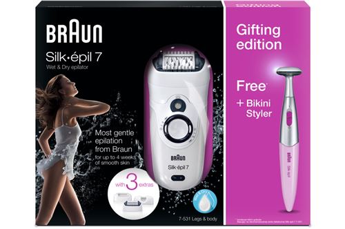 Epilateur électrique Braun Silk Epil 7-531WD avec tondeuse bikini