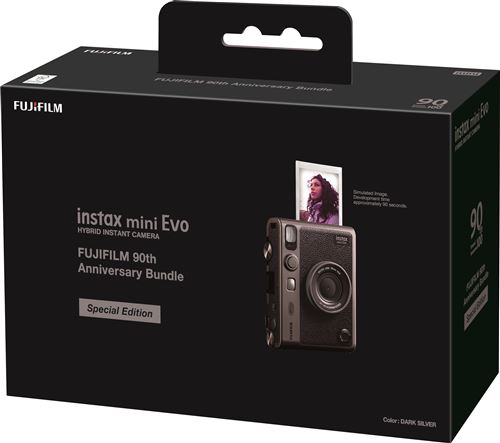 Appareil photo instantané Instax mini Evo argent foncé 90e Anniversaire