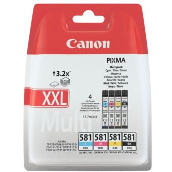 Pack Cartouches d'encre Canon CLI-581 XXL Noir, Cyan, Magenta, Jaune - 1