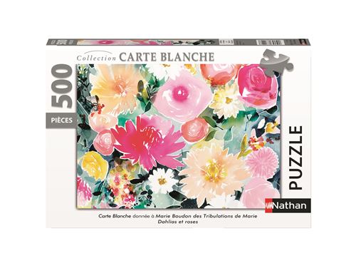 Puzzle 500 pièces : Dahlias et roses Marie Boudon Collection Carte Ravensburger Nathan
