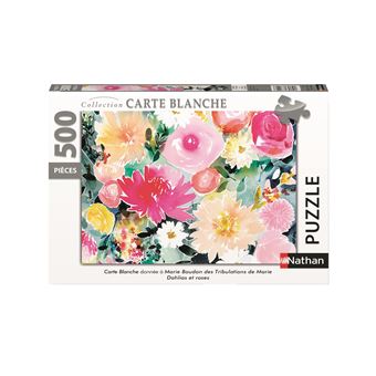 Puzzle Nathan Dahlias et roses Marie Boudon Collection Carte blanche 500 pièces