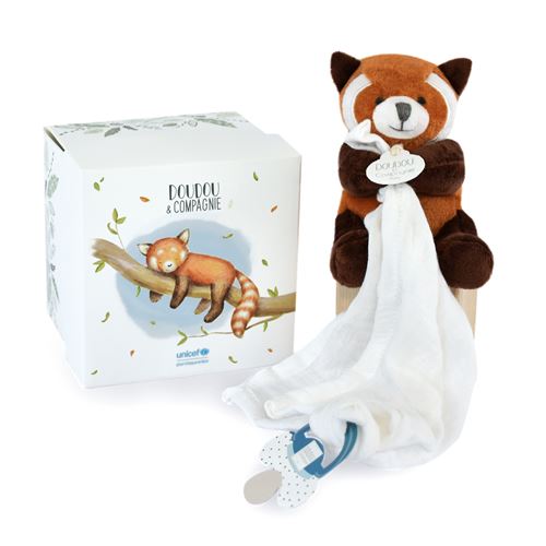 Doudou Et Compagnie Animal En Peluche Panda Roux Avec Doudou Attache-Sucette