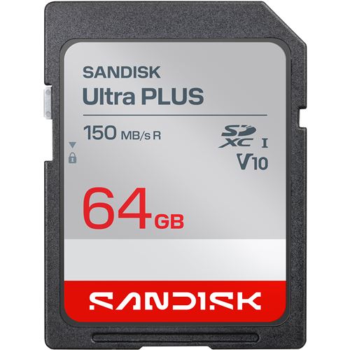 Carte UHS I SDXC Sandisk Ultra PLUS jusqu''a 150 Mo/ en lecture video Full HD V10 U1 C10 - vue 2