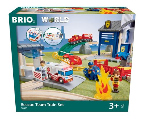 BRIO&reg; Circuit de train police et pompiers Deluxe bois 36025