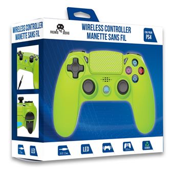 Manette Sans Fil Flashy Green pour PS4 Avec Prise Jack pour casque et boutons lumineux