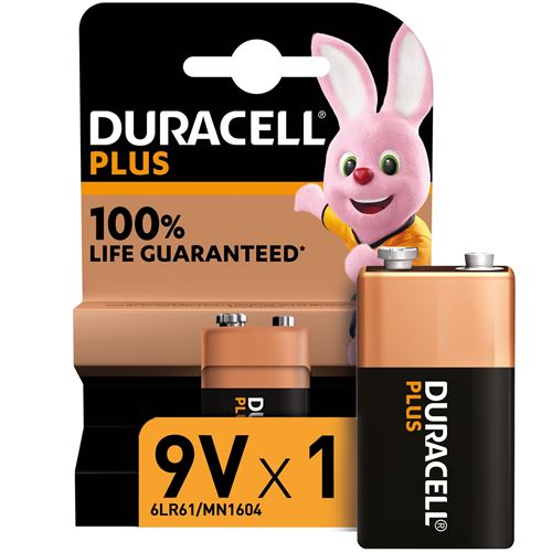 Pile alcaline Duracell Plus 9V 6LR61 Noir