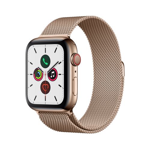 Apple Watch Series 5 Cellular 44 mm Boîtier en Acier Inoxydable Or avec Bracelet Milanais Or - Précommande