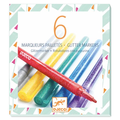 Djeco 6 Marqueurs Pailletés