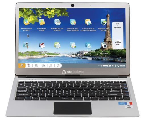 Ordissimo PC Ultra-Portable Ordissiomo Sénior Eve 3 13.3" Intel Celeron 3 Go Ram 32 Go Emmc Argent