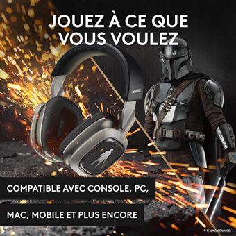 Casque gaming sans fil Bluetooth Logitech G Astro A30 pour Playstation Argent The Mandalorian Edition