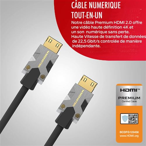 Câble HDMI 2.0 Ultra HD 4K 60Hz 5m Noir