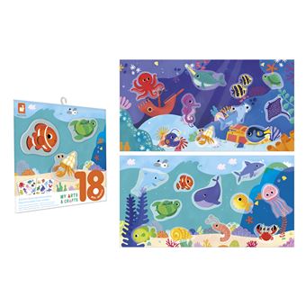 Janod My Arts & Crafts – Stickers Épais Repositionnables Dès 2 Ans, 30 Pièces, Décor Ferme/Forêt