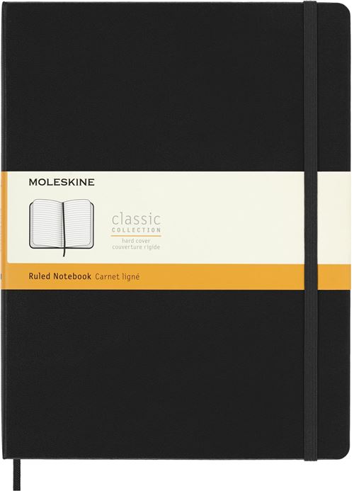 Carnet classique très grand format ligné Moleskine Couverture rigide Noir