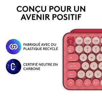 Clavier sans fil mécanique Logitech POP Keys Heartbreaker Rose