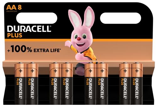 Duracell Noir Pack De 8 Piles Alcalines Plus Aa 1,5V Lr06