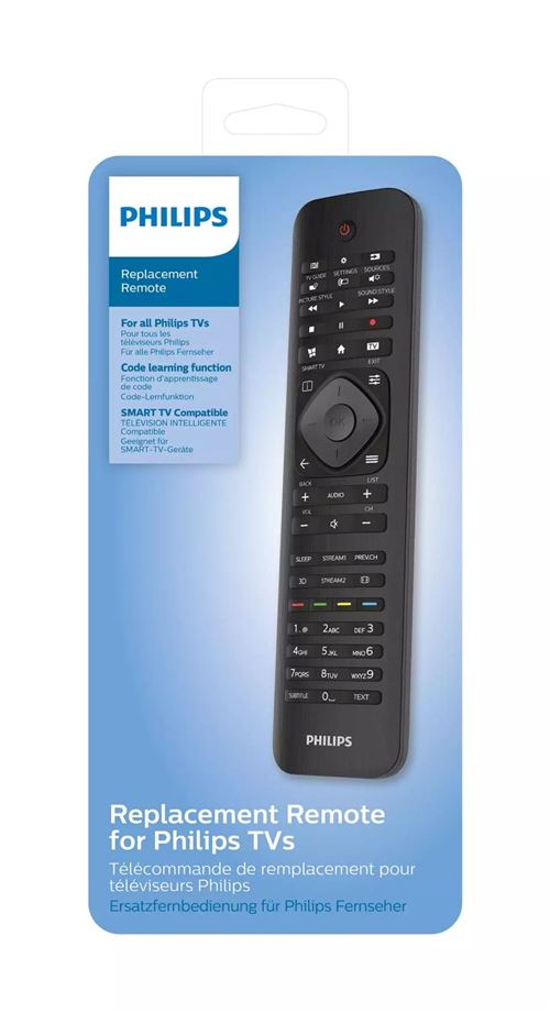 Télécommande TV universelle Philips - Avec bouton Ambilight et Smart TV -  4K / UHD /