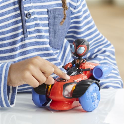 Marvel Spidey and His Amazing Friends, figurine Miles Morales de 10 cm avec  véhicule Techno-quad convertible, pour enfants à partir de 3 ans 